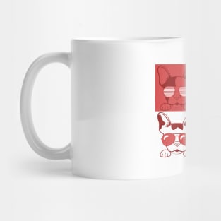 Frenchies with Glasses Red Mug